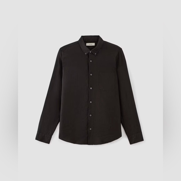 Everlane Mens Classic Shirt in Black Linen - Picture 4 of 6
